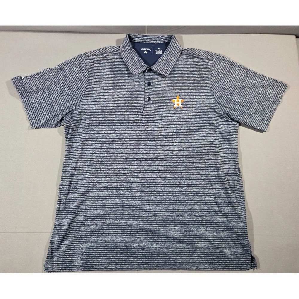 Houston Astros Shirt Mens Extra Large Heathered Navy Striped MLB Performance